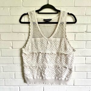 Studio 19 Ivory/Cream Crochet Sleeveless Top, SZ L EUC